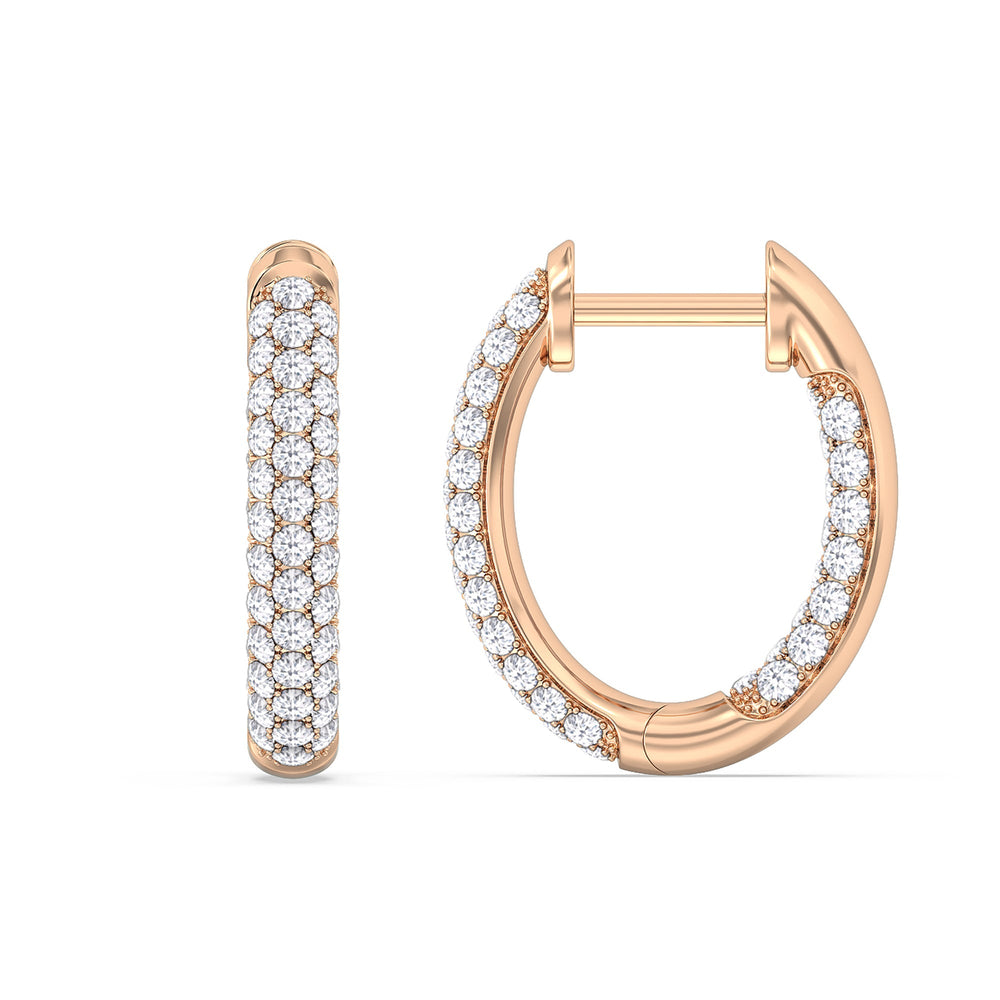 Elegance Oval Dome Hoops with 18KT Rose Gold / Lab / 1 Cut Diamond in 14KT Rose Gold / Lab / 1 view 5
