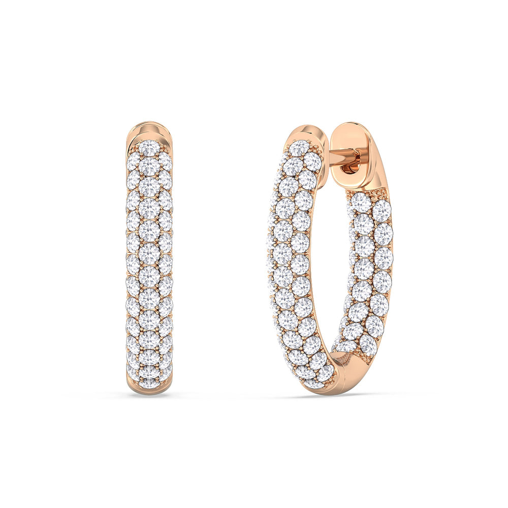 Elegance Oval Dome Hoops with 18KT Rose Gold / Lab / 1 Cut Diamond in 14KT Rose Gold / Lab / 1 view 1
