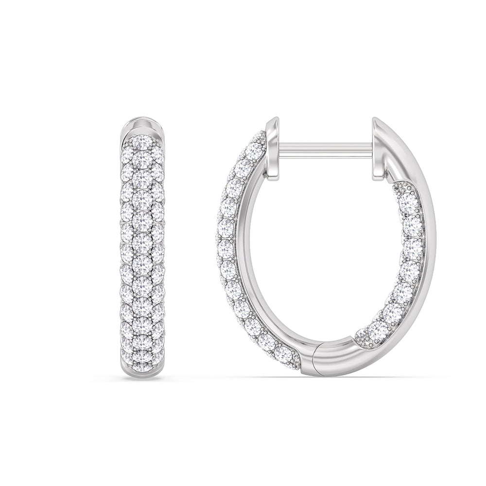 Elegance Oval Dome Hoops with 18KT White Gold / Lab / 1 Cut Diamond in 14KT White Gold / Lab / 1 view 5
