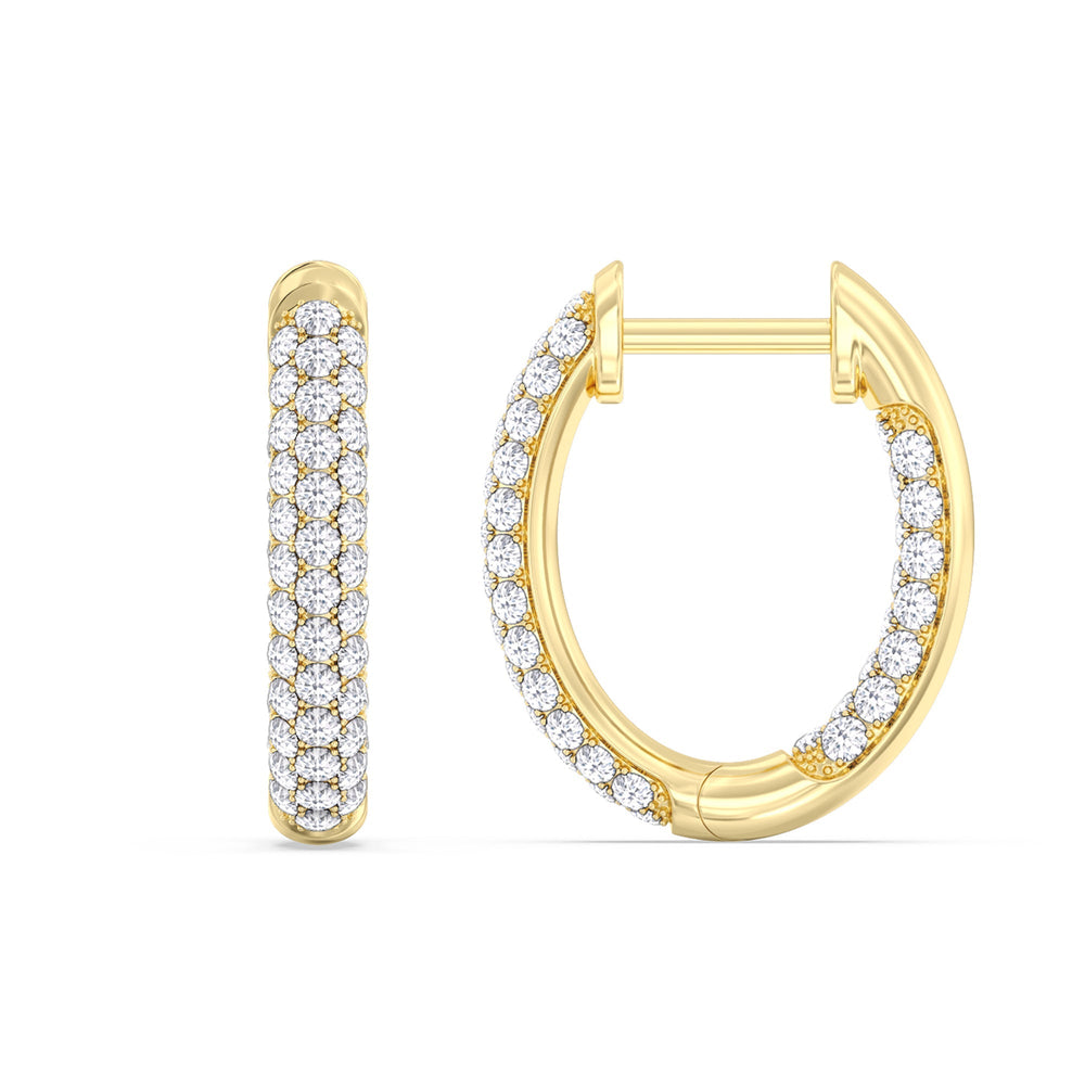 Elegance Oval Dome Hoops with 18KT Yellow Gold / Lab / 1 Cut Diamond in 14KT Yellow Gold / Lab / 1 view 5
