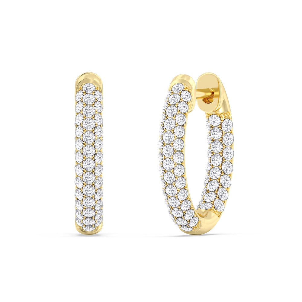 Elegance Oval Dome Hoops with 18KT Yellow Gold / Lab / 1 Cut Diamond in 14KT Yellow Gold / Lab / 1 view 1
