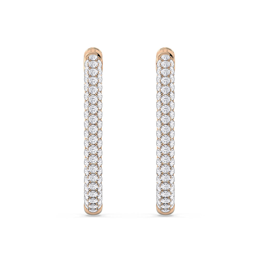 Elegance Round Dome Hoops with 18KT Rose Gold / Lab / 2 Cut Diamond in 14KT Rose Gold / Lab / 2 view 4
