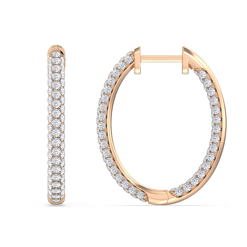Elegance Round Dome Hoops with 18KT Rose Gold / Lab / 2 Cut Diamond in 14KT Rose Gold / Lab / 2 view 5
