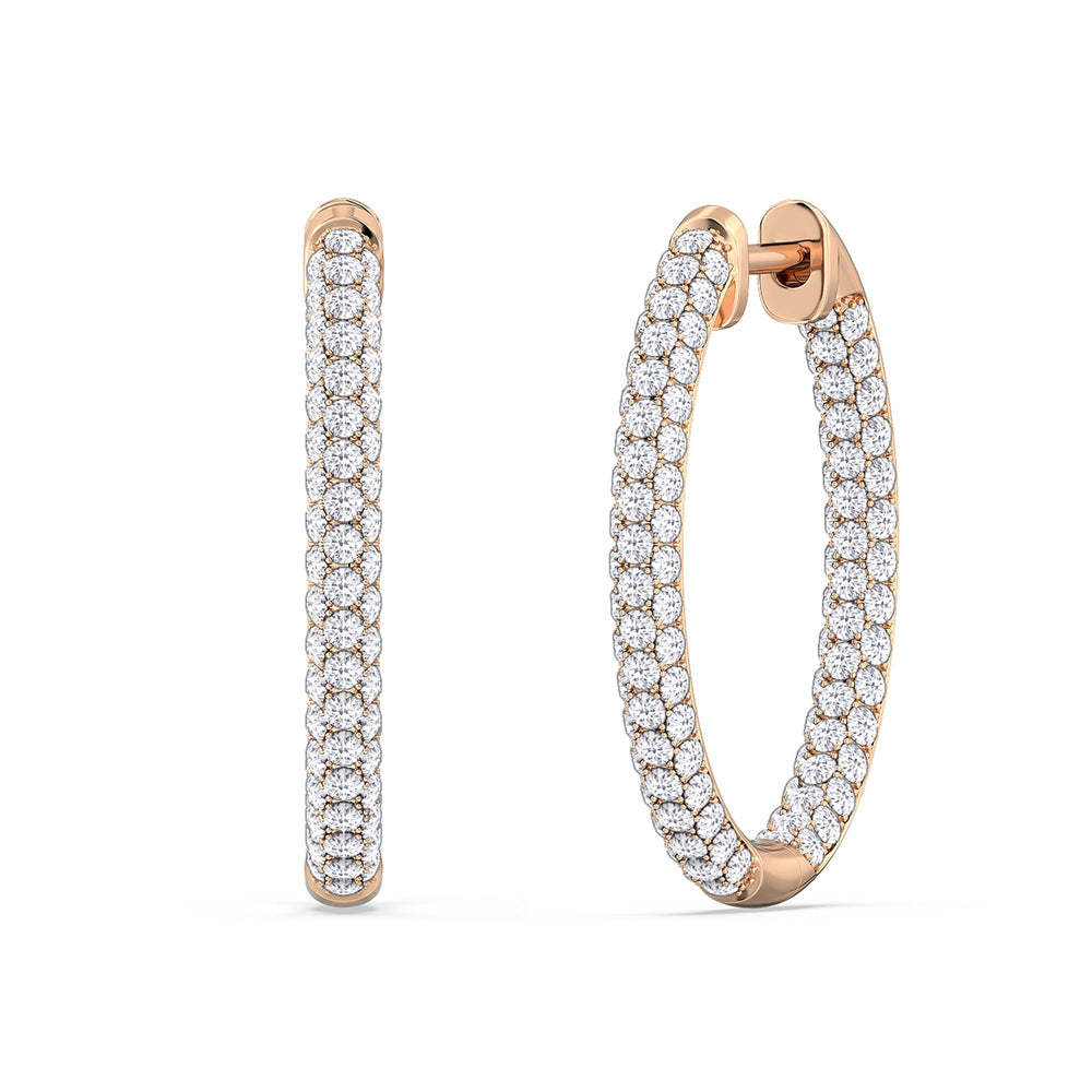 Elegance Round Dome Hoops with 18KT Rose Gold / Lab / 2 Cut Diamond in 14KT Rose Gold / Lab / 2 view 1
