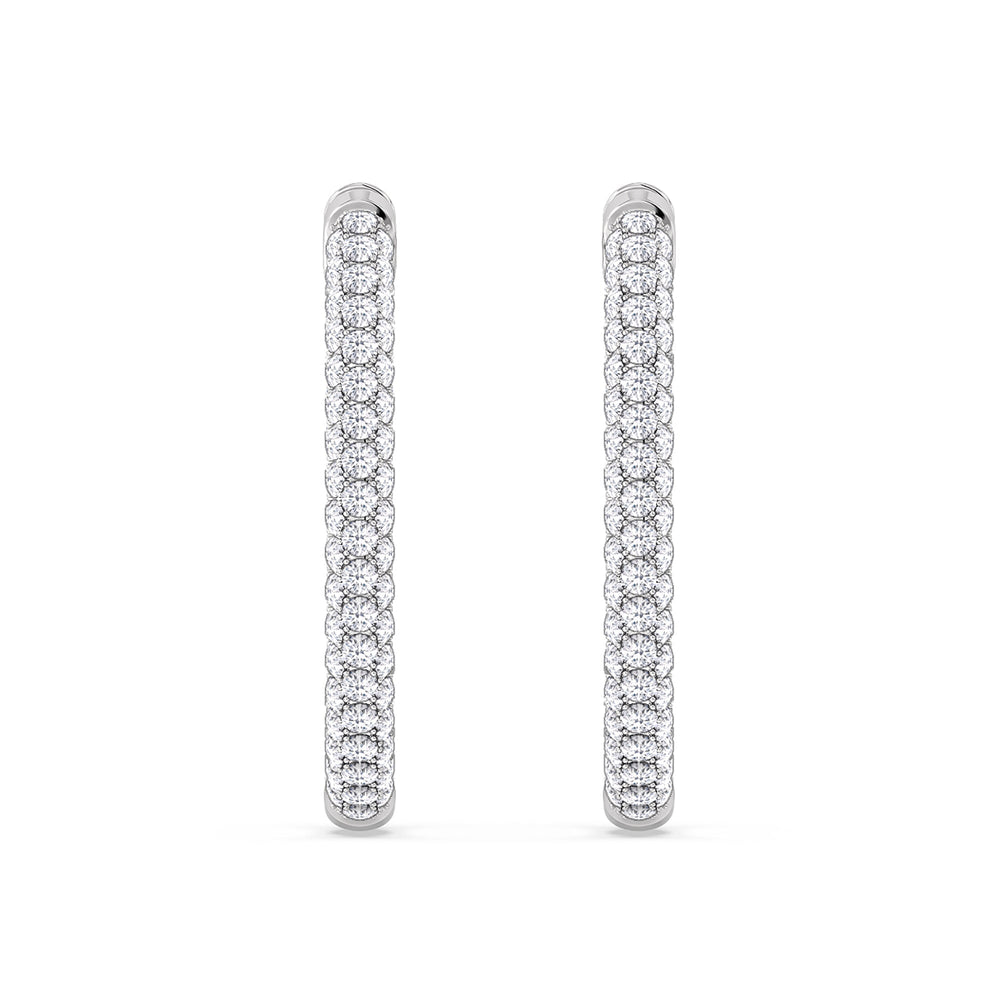 Elegance Round Dome Hoops with 18KT White Gold / Lab / 2 Cut Diamond in 14KT White Gold / Lab / 2 view 4
