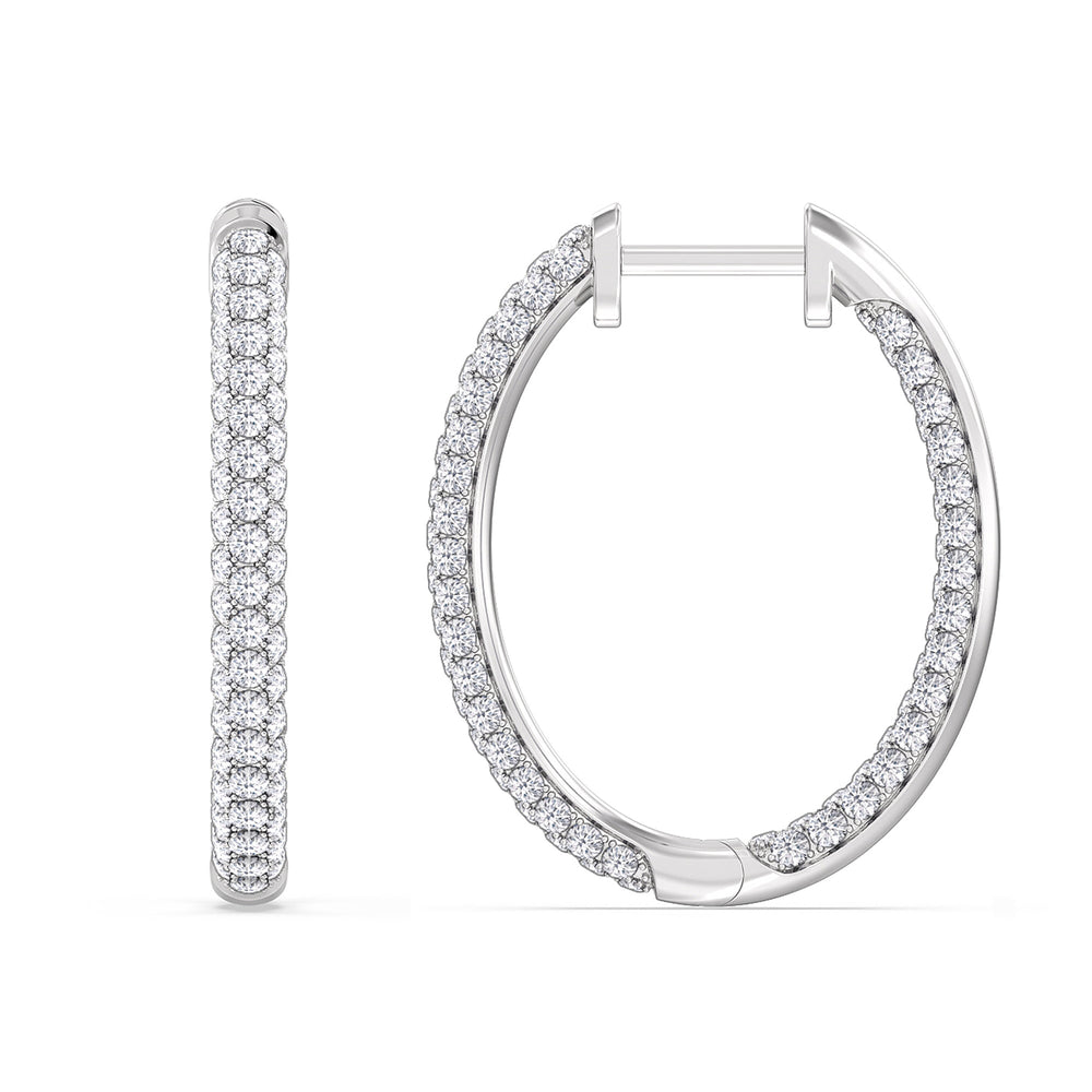 Elegance Round Dome Hoops with 18KT White Gold / Lab / 2 Cut Diamond in 14KT White Gold / Lab / 2 view 5
