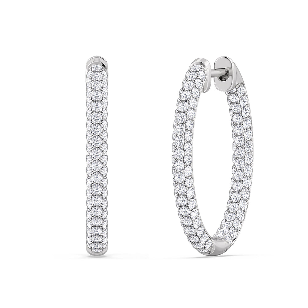 Elegance Round Dome Hoops with 18KT White Gold / Lab / 2 Cut Diamond in 14KT White Gold / Lab / 2 view 1
