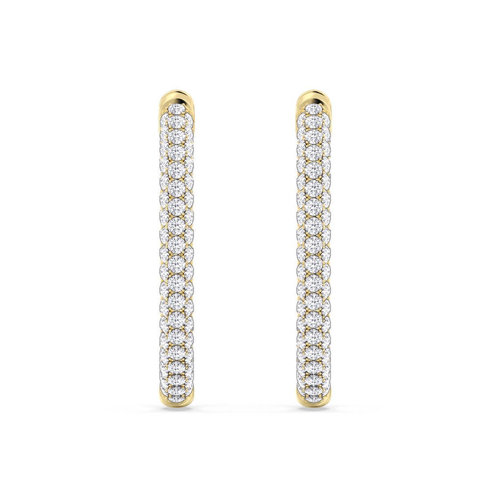 Elegance Round Dome Hoops with 18KT Yellow Gold / Lab / 2 Cut Diamond in 14KT Yellow Gold / Lab / 2 view 4
