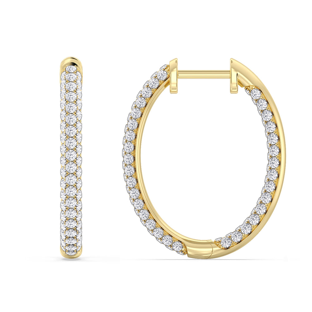 Elegance Round Dome Hoops with 18KT Yellow Gold / Lab / 2 Cut Diamond in 14KT Yellow Gold / Lab / 2 view 5
