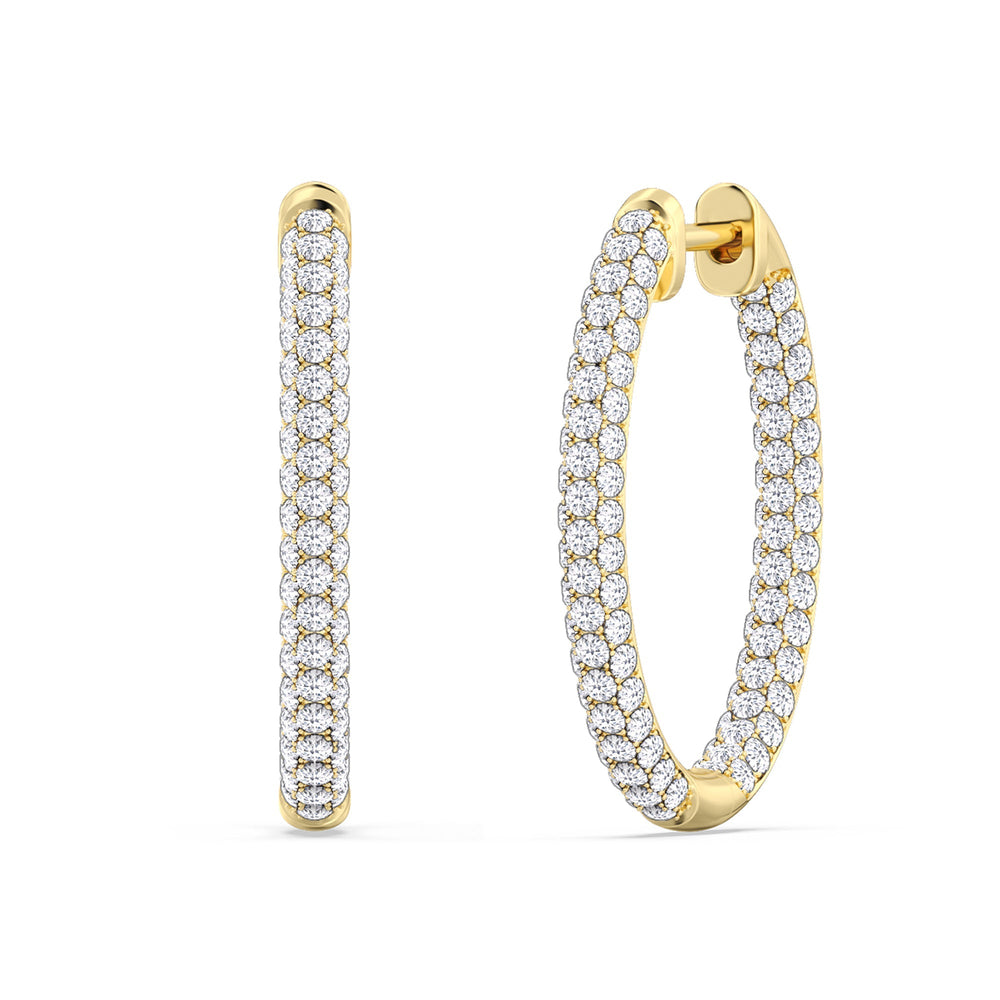 Elegance Round Dome Hoops with 18KT Yellow Gold / Lab / 2 Cut Diamond in 14KT Yellow Gold / Lab / 2 view 1
