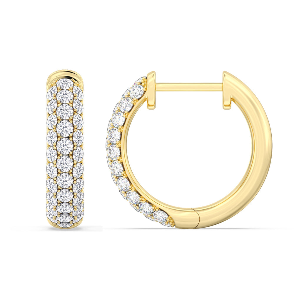 Elegance Round Dome Huggies with 18KT Yellow Gold / Lab / 3/4 Cut Diamond in 14KT Yellow Gold / Lab / 3/4 view 5
