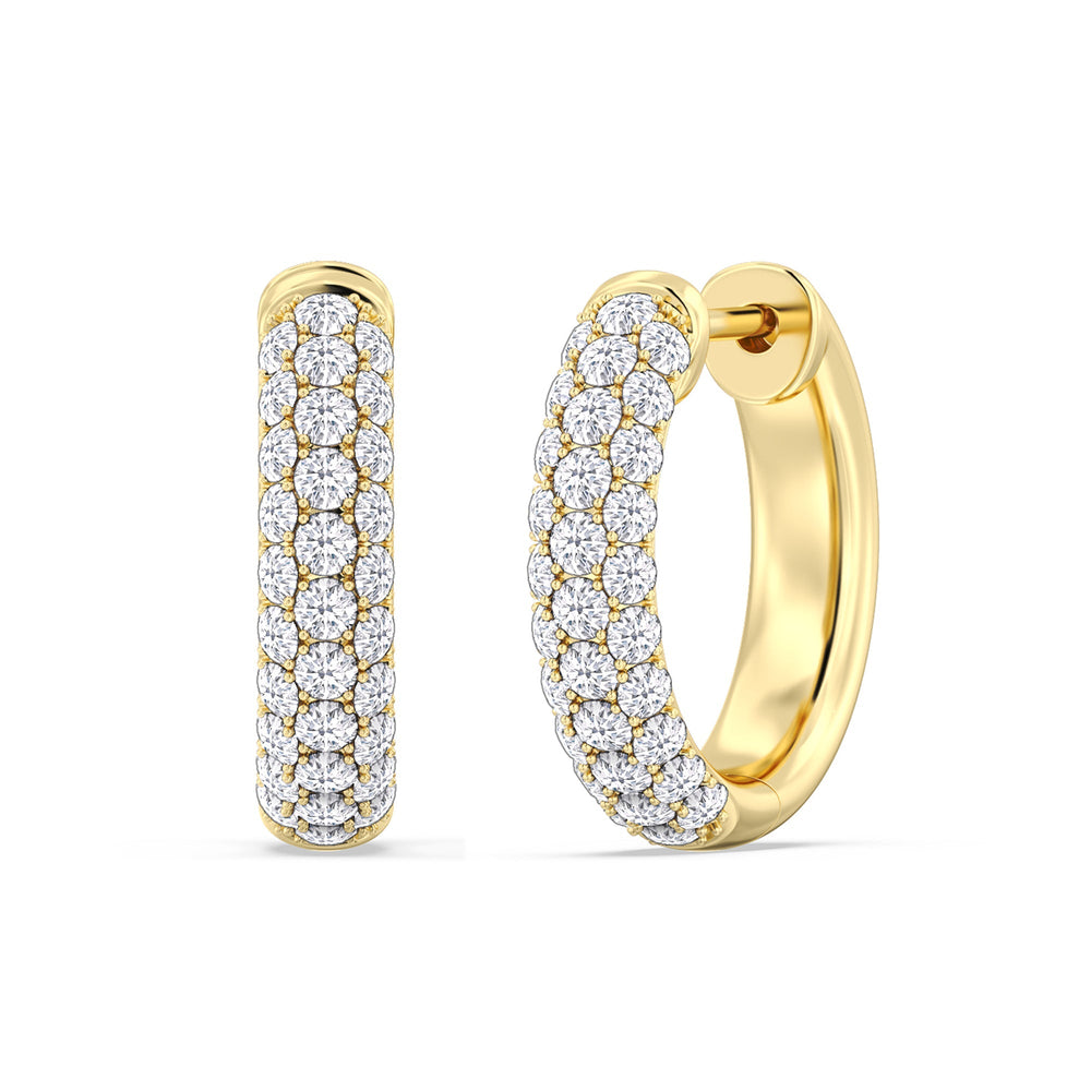 Elegance Round Dome Huggies with 18KT Yellow Gold / Lab / 3/4 Cut Diamond in 14KT Yellow Gold / Lab / 3/4 view 1
