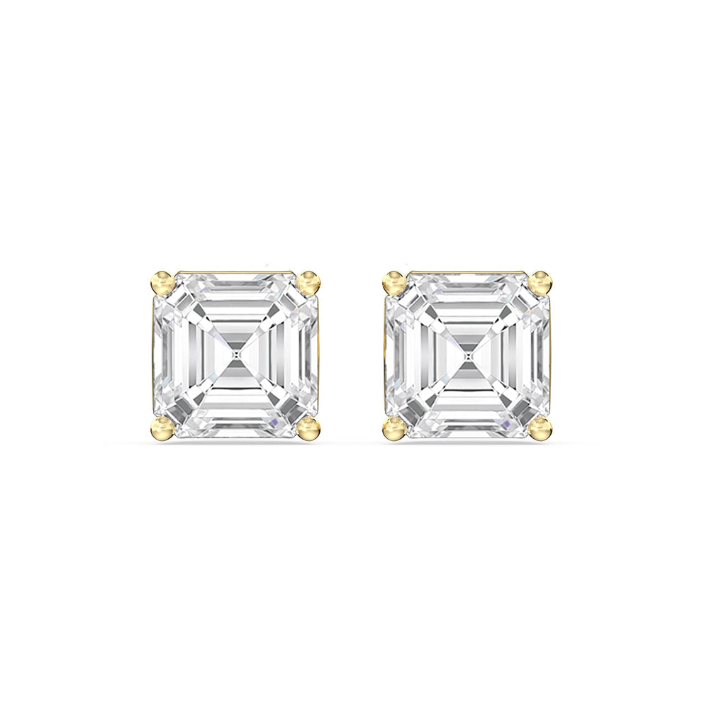 Classic Asscher Stud Earrings with 18KT Yellow Gold / Lab / 1 1/2 Cut Diamond in 14KT Yellow Gold / Lab / 1 1/2 view 4
