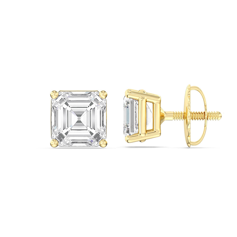 Classic Asscher Stud Earrings with 18KT Yellow Gold / Lab / 1 1/2 Cut Diamond in 14KT Yellow Gold / Lab / 1 1/2 view 5
