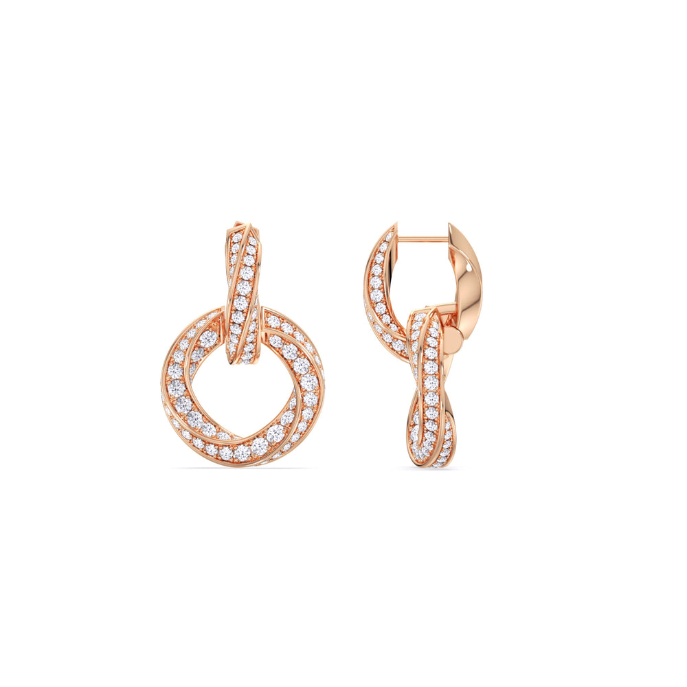 The Bond Double Link Earrings with 18KT Rose Gold / Lab / 2 1/2 Cut Diamond in 14KT Rose Gold / Lab / 2 1/2 view 8
