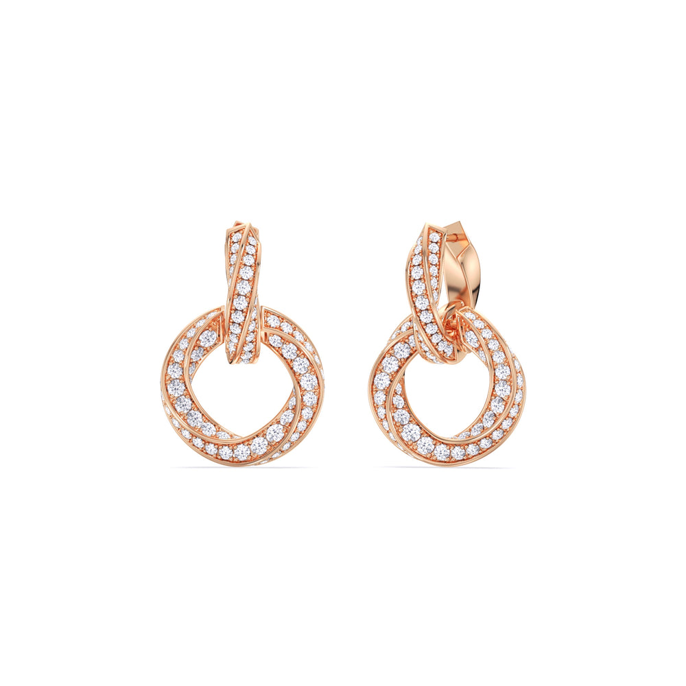 The Bond Double Link Earrings with 18KT Rose Gold / Lab / 2 1/2 Cut Diamond in 14KT Rose Gold / Lab / 2 1/2 view 7
