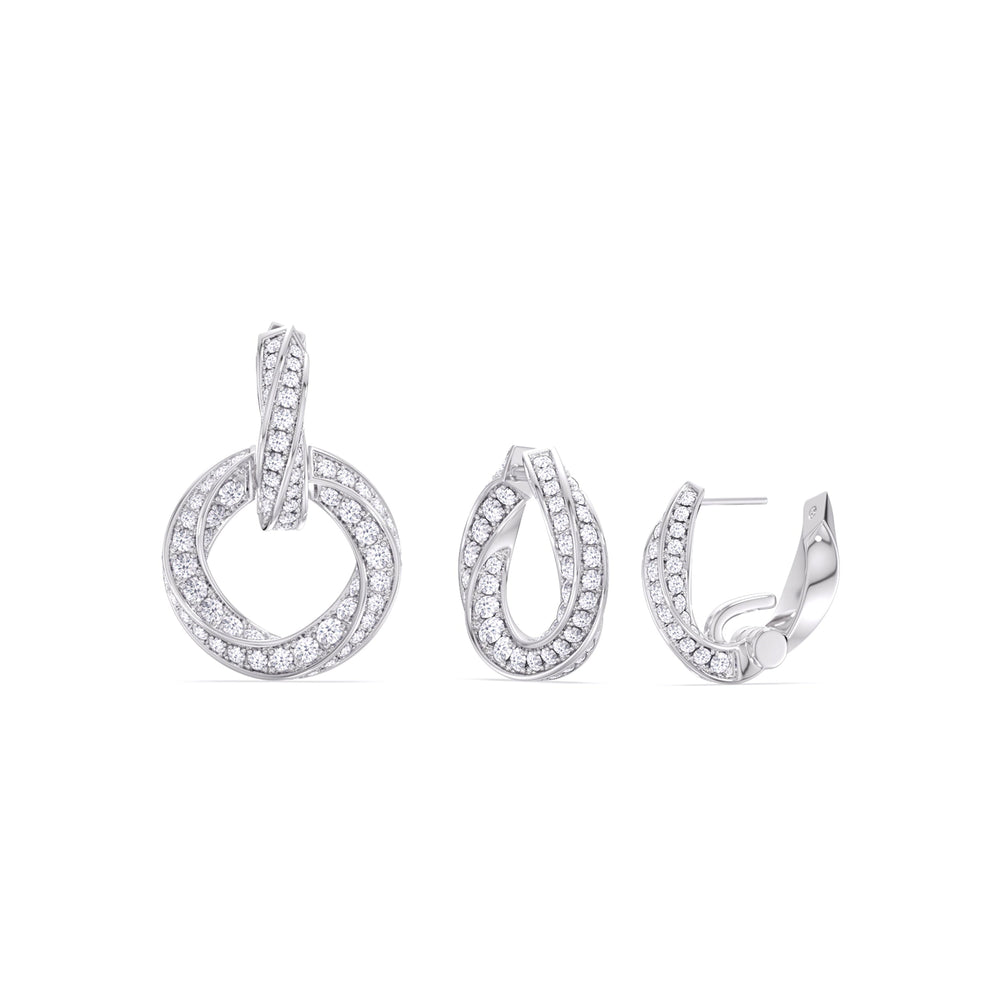 The Bond Double Link Earrings with 18KT White Gold / Lab / 2 1/2 Cut Diamond in 14KT White Gold / Lab / 2 1/2 view 3
