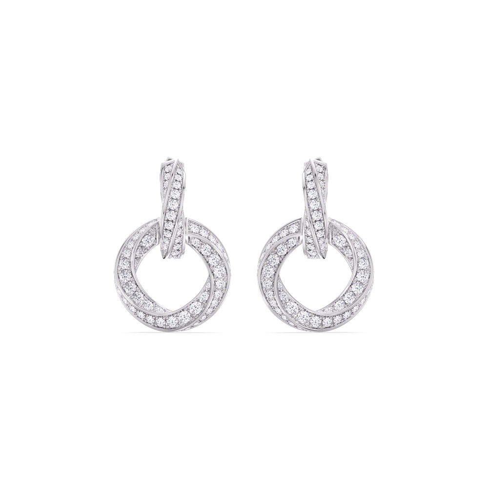 The Bond Double Link Earrings with 18KT White Gold / Lab / 2 1/2 Cut Diamond in 14KT White Gold / Lab / 2 1/2 view 2
