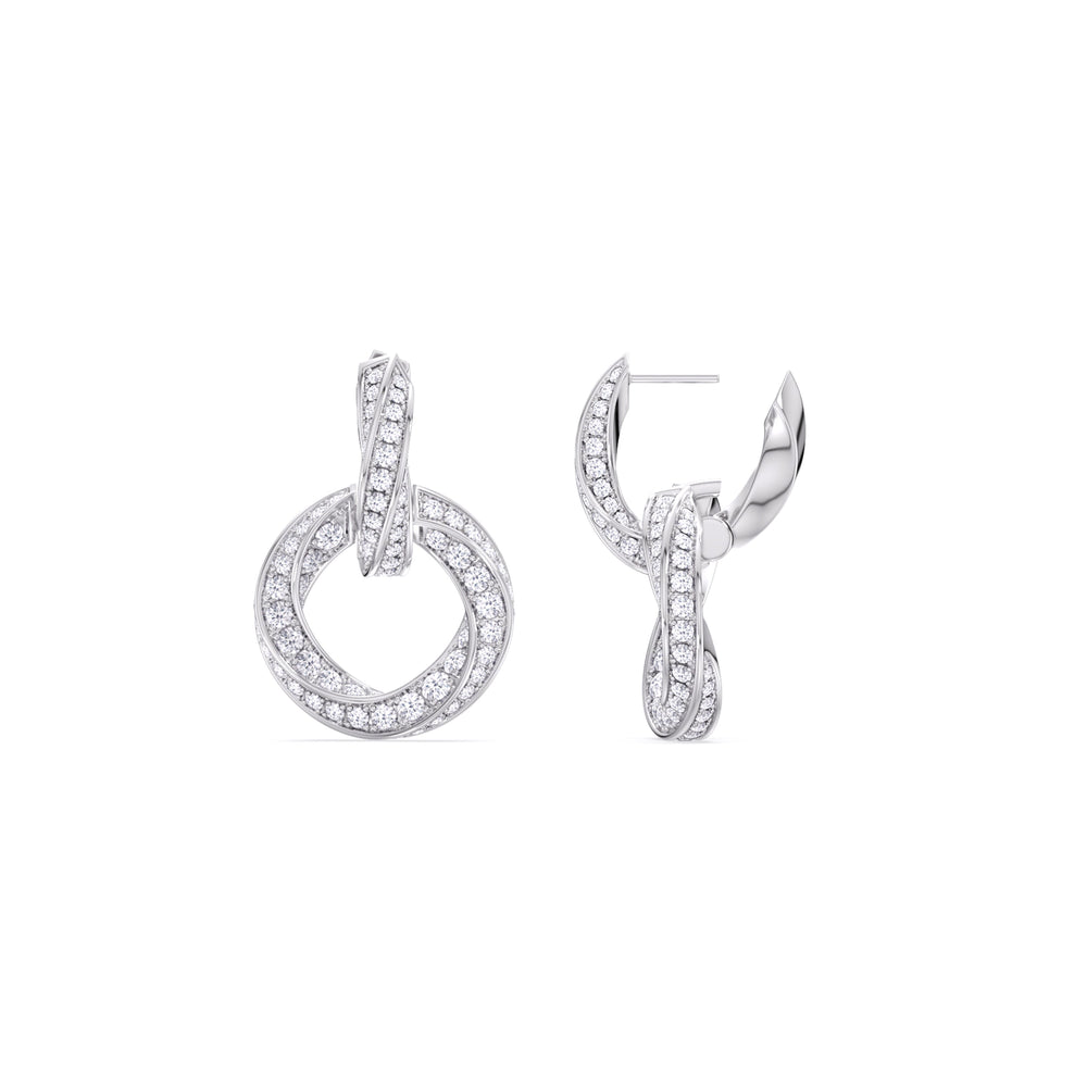 The Bond Double Link Earrings with 18KT White Gold / Lab / 2 1/2 Cut Diamond in 14KT White Gold / Lab / 2 1/2 view 9

