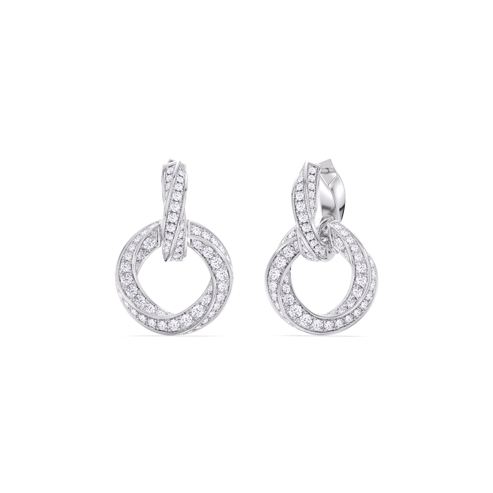 The Bond Double Link Earrings with 18KT White Gold / Lab / 2 1/2 Cut Diamond in 14KT White Gold / Lab / 2 1/2 view 7
