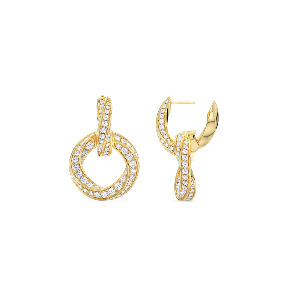 The Bond Double Link Earrings with 18KT Yellow Gold / Lab / 2 1/2 Cut Diamond in 14KT Yellow Gold / Lab / 2 1/2 view 9
