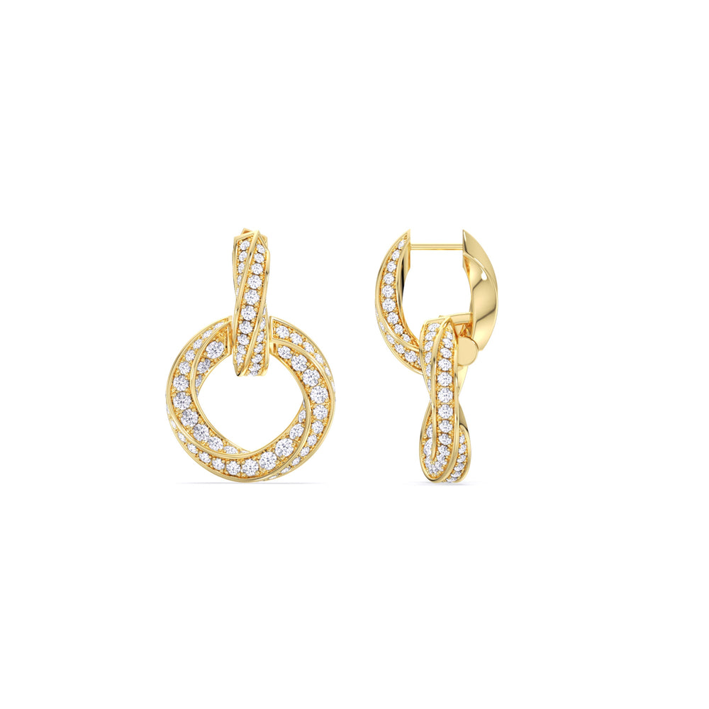 The Bond Double Link Earrings with 18KT Yellow Gold / Lab / 2 1/2 Cut Diamond in 14KT Yellow Gold / Lab / 2 1/2 view 8
