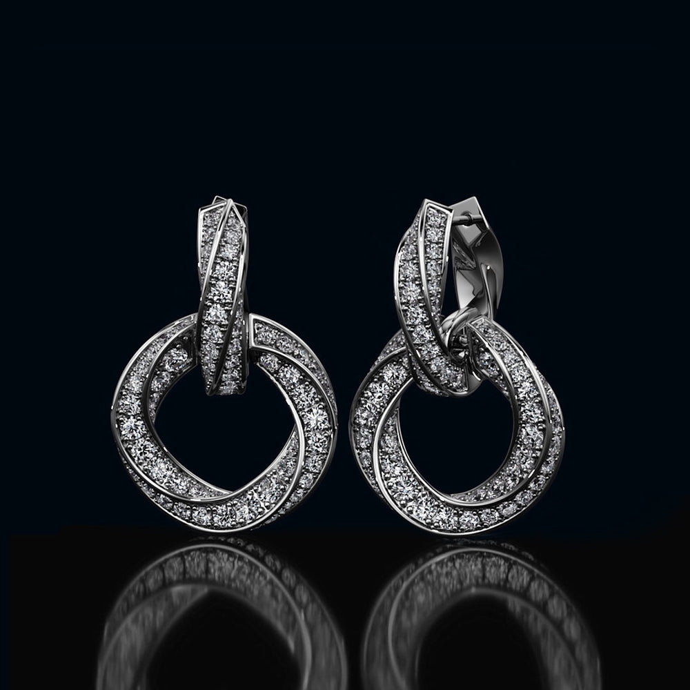 The Bond Double Link Earrings with 18KT White Gold / Lab / 2 1/2 Cut Diamond in 14KT White Gold / Lab / 2 1/2 view 1
