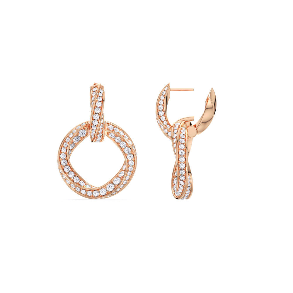 The Bond Double Link Earrings with 18KT Rose Gold / Lab / 3 Cut Diamond in 14KT Rose Gold / Lab / 3 view 9
