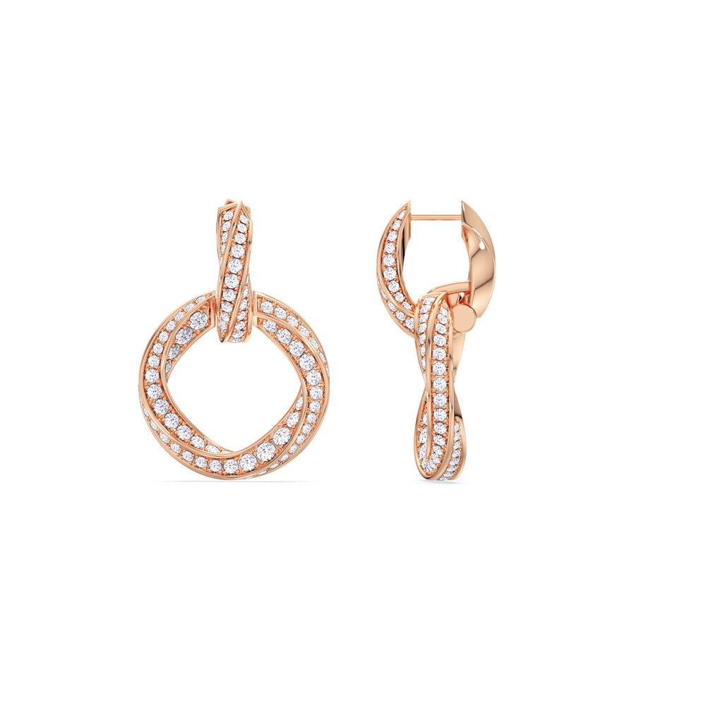 The Bond Double Link Earrings with 18KT Rose Gold / Lab / 3 Cut Diamond in 14KT Rose Gold / Lab / 3 view 8
