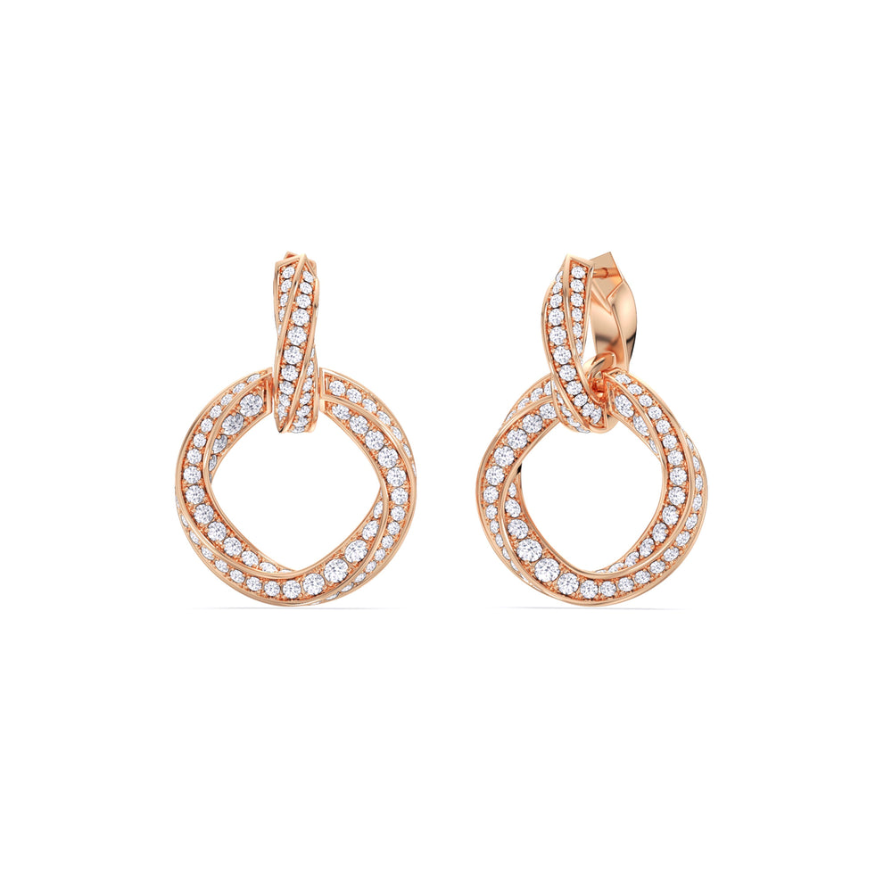 The Bond Double Link Earrings with 18KT Rose Gold / Lab / 3 Cut Diamond in 14KT Rose Gold / Lab / 3 view 7
