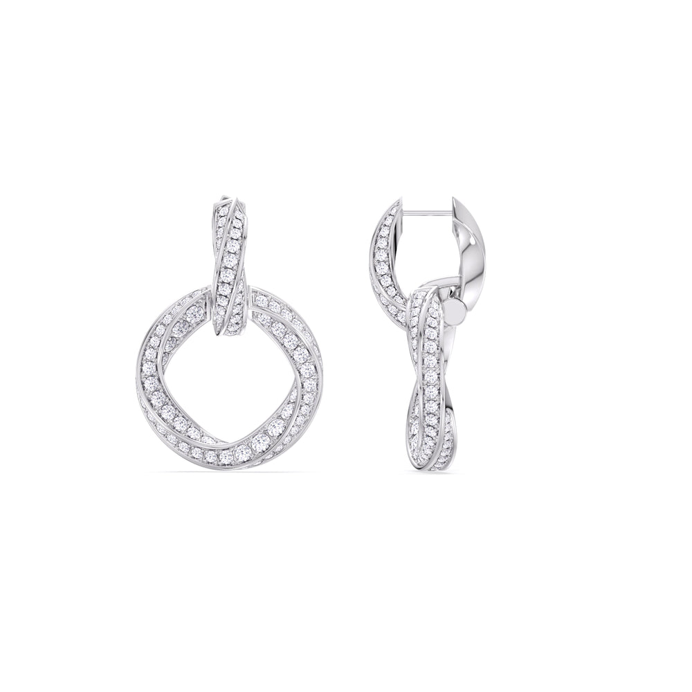 The Bond Double Link Earrings with 18KT White Gold / Lab / 3 Cut Diamond in 14KT White Gold / Lab / 3 view 8
