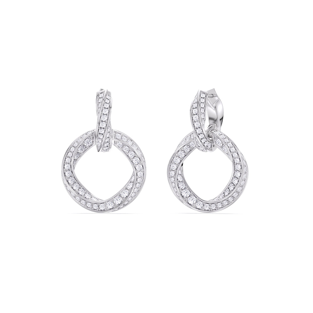 The Bond Double Link Earrings with 18KT White Gold / Lab / 3 Cut Diamond in 14KT White Gold / Lab / 3 view 7
