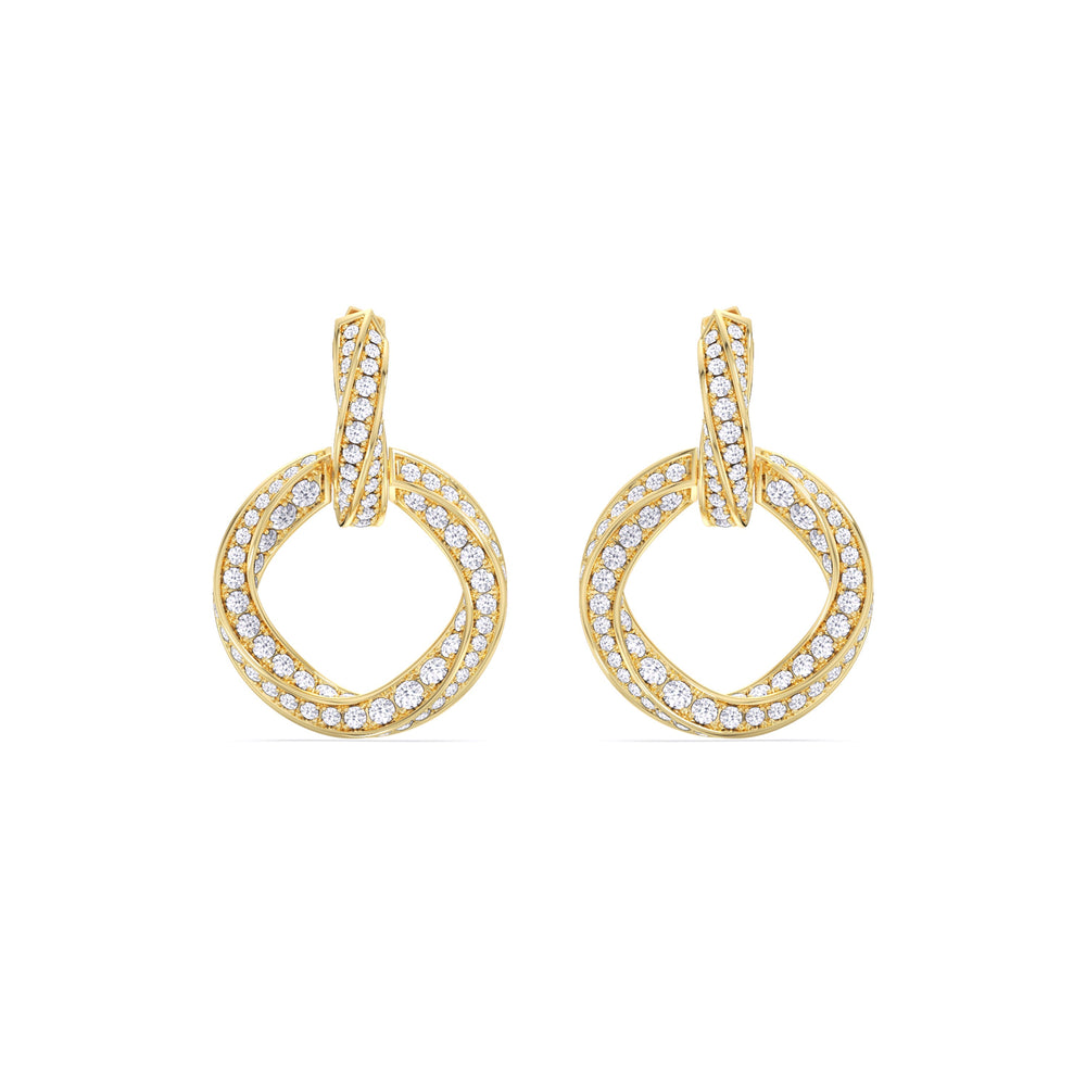 The Bond Double Link Earrings with 18KT Yellow Gold / Lab / 3 Cut Diamond in 14KT Yellow Gold / Lab / 3 view 2
