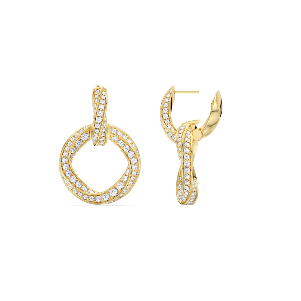 The Bond Double Link Earrings with 18KT Yellow Gold / Lab / 3 Cut Diamond in 14KT Yellow Gold / Lab / 3 view 8
