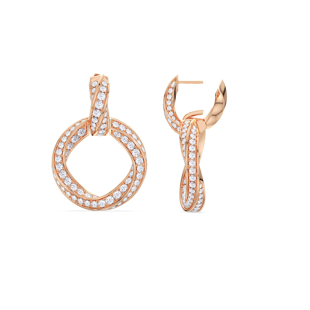 The Bond Double Link Earrings with 18KT Rose Gold / Lab / 4 1/3 Cut Diamond in 14KT Rose Gold / Lab / 4 1/3 view 9
