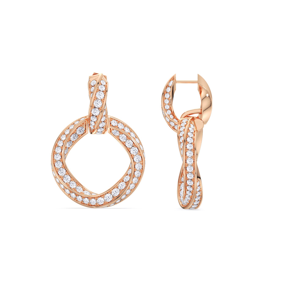 The Bond Double Link Earrings with 18KT Rose Gold / Lab / 4 1/3 Cut Diamond in 14KT Rose Gold / Lab / 4 1/3 view 8
