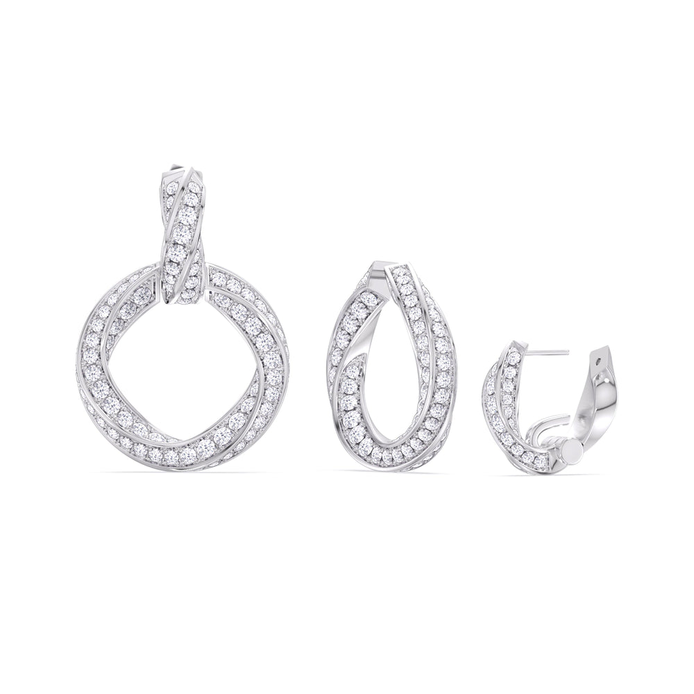 The Bond Double Link Earrings with 18KT White Gold / Lab / 4 1/3 Cut Diamond in 14KT White Gold / Lab / 4 1/3 view 3
