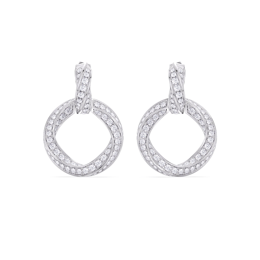 The Bond Double Link Earrings with 18KT White Gold / Lab / 4 1/3 Cut Diamond in 14KT White Gold / Lab / 4 1/3 view 2
