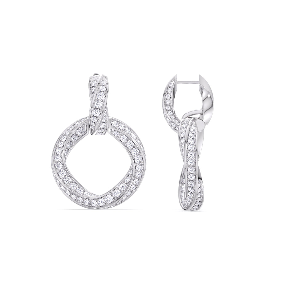The Bond Double Link Earrings with 18KT White Gold / Lab / 4 1/3 Cut Diamond in 14KT White Gold / Lab / 4 1/3 view 8
