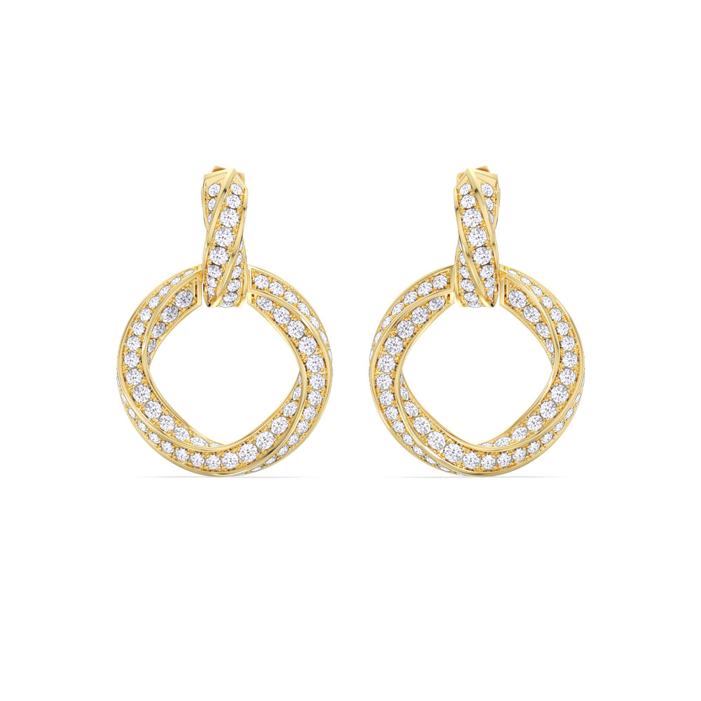 The Bond Double Link Earrings with 18KT Yellow Gold / Lab / 4 1/3 Cut Diamond in 14KT Yellow Gold / Lab / 4 1/3 view 2
