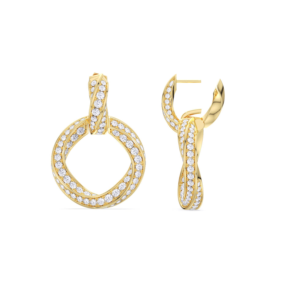 The Bond Double Link Earrings with 18KT Yellow Gold / Lab / 4 1/3 Cut Diamond in 14KT Yellow Gold / Lab / 4 1/3 view 9
