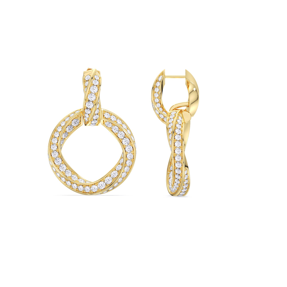 The Bond Double Link Earrings with 18KT Yellow Gold / Lab / 4 1/3 Cut Diamond in 14KT Yellow Gold / Lab / 4 1/3 view 8

