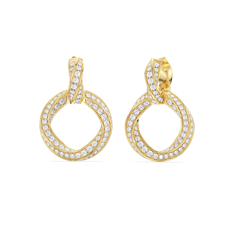 The Bond Double Link Earrings with 18KT Yellow Gold / Lab / 4 1/3 Cut Diamond in 14KT Yellow Gold / Lab / 4 1/3 view 7
