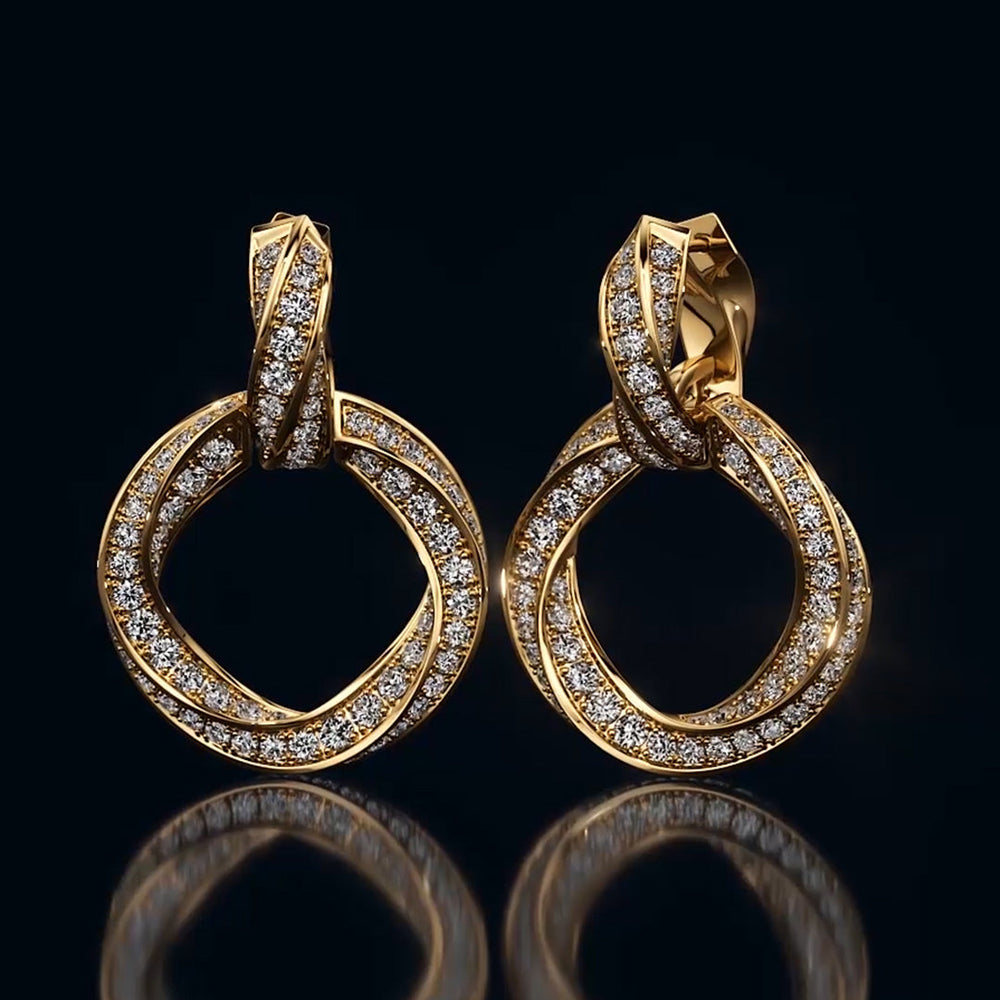 The Bond Double Link Earrings with 18KT Yellow Gold / Lab / 4 1/3 Cut Diamond in 14KT Yellow Gold / Lab / 4 1/3 view 1

