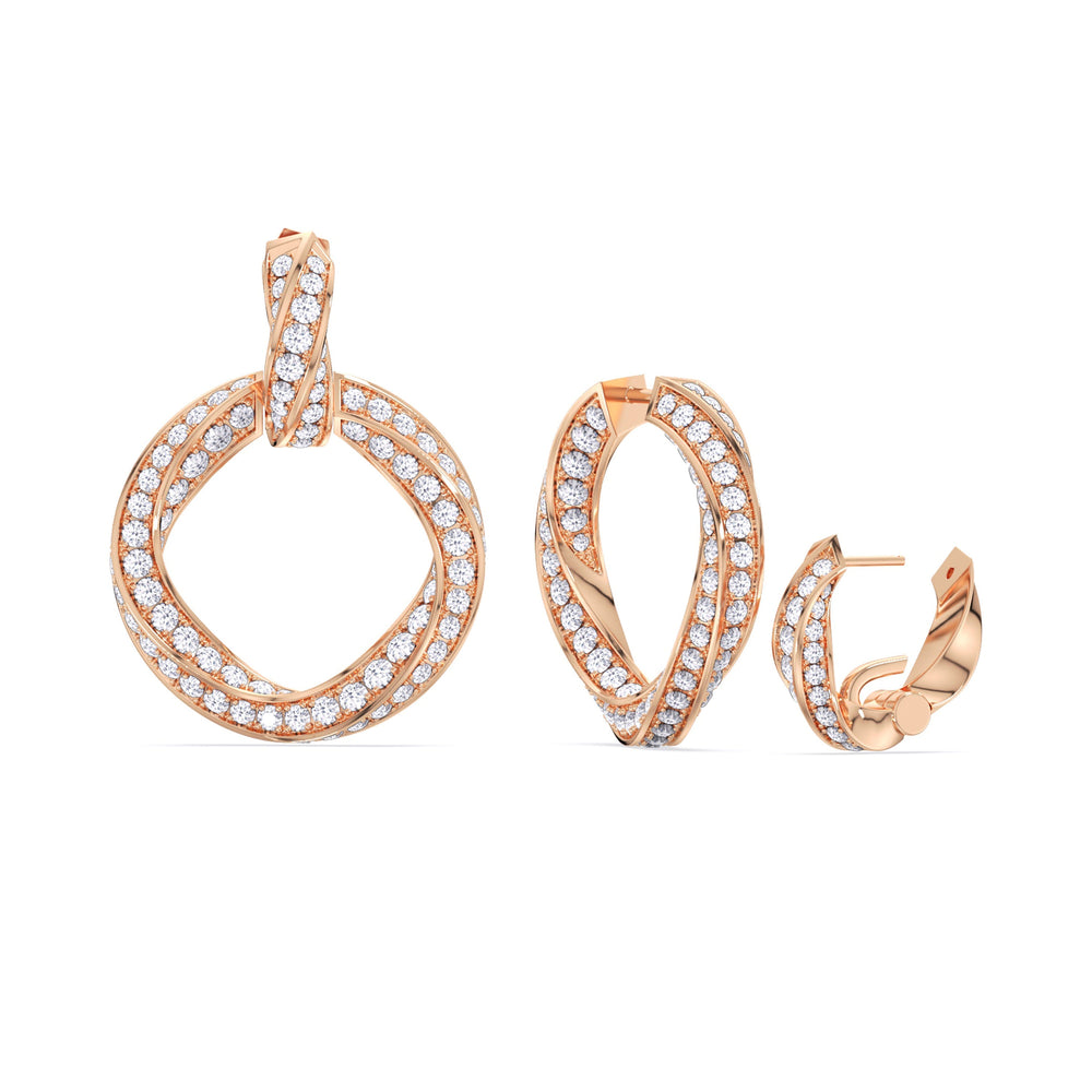 The Bond Double Link Earrings with 18KT Rose Gold / Lab / 5 3/4 Cut Diamond in 14KT Rose Gold / Lab / 5 3/4 view 3
