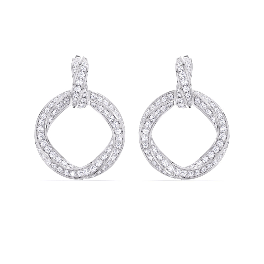 The Bond Double Link Earrings with 18KT White Gold / Lab / 5 3/4 Cut Diamond in 14KT White Gold / Lab / 5 3/4 view 2
