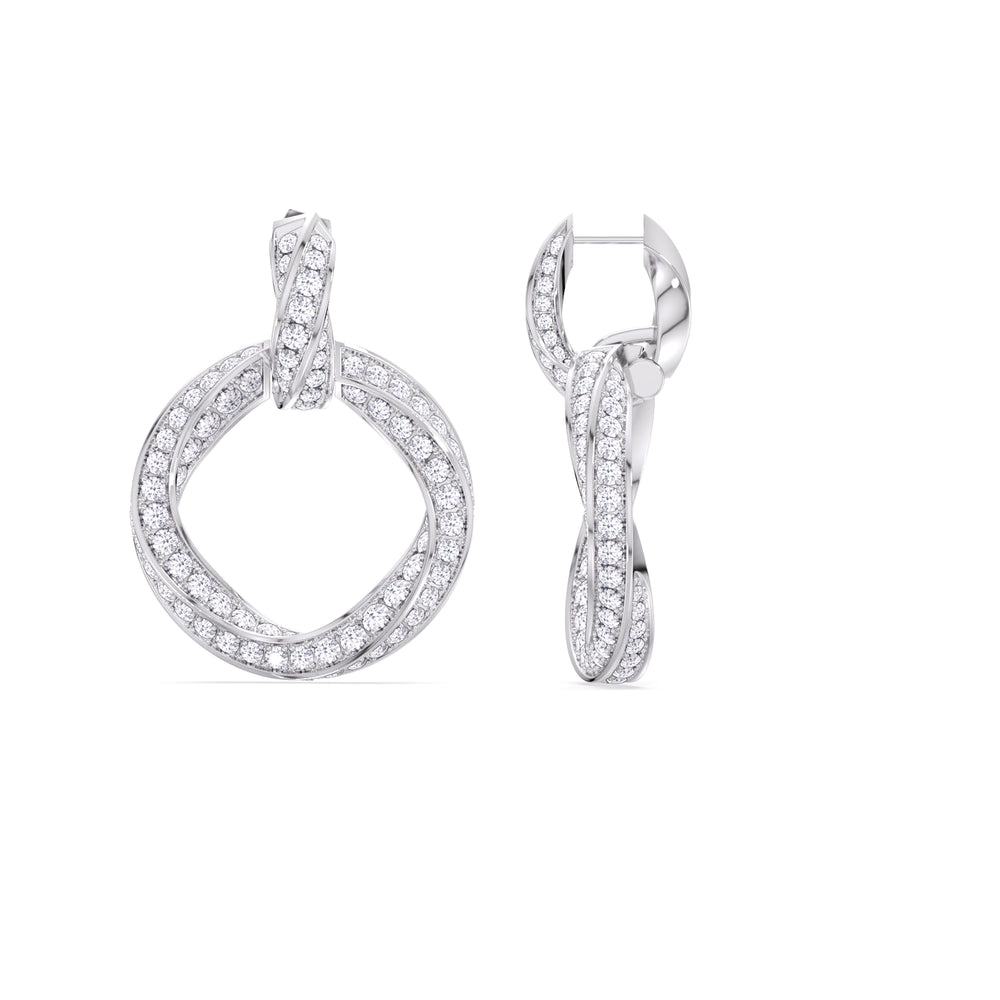 The Bond Double Link Earrings with 18KT White Gold / Lab / 5 3/4 Cut Diamond in 14KT White Gold / Lab / 5 3/4 view 8

