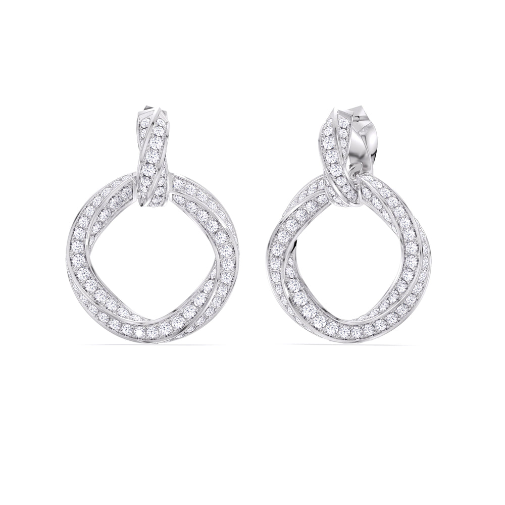 The Bond Double Link Earrings with 18KT White Gold / Lab / 5 3/4 Cut Diamond in 14KT White Gold / Lab / 5 3/4 view 7
