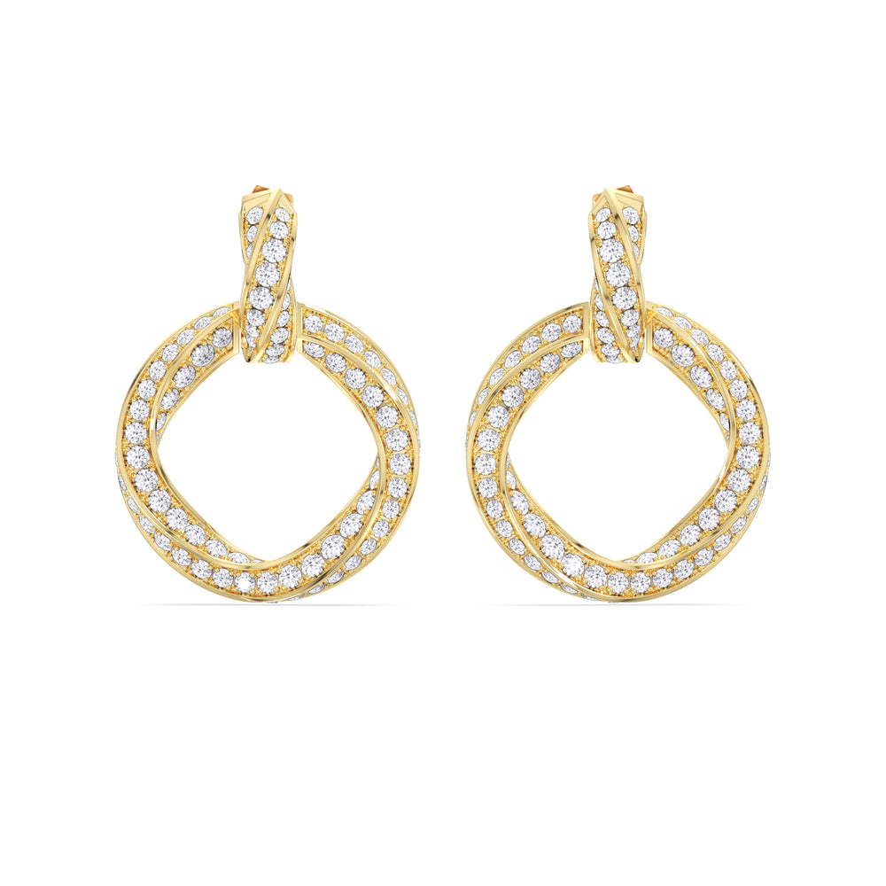 The Bond Double Link Earrings with 18KT Yellow Gold / Lab / 5 3/4 Cut Diamond in 14KT Yellow Gold / Lab / 5 3/4 view 2
