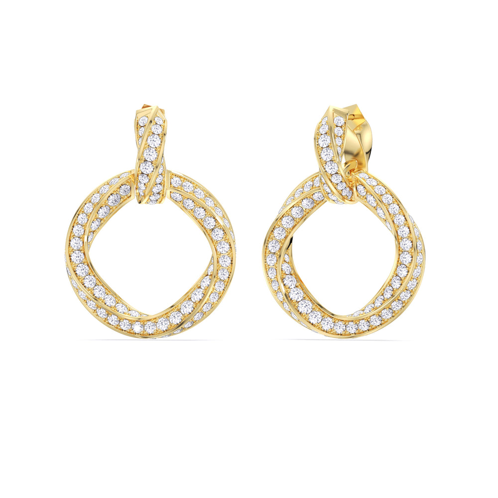 The Bond Double Link Earrings with 18KT Yellow Gold / Lab / 5 3/4 Cut Diamond in 14KT Yellow Gold / Lab / 5 3/4 view 7
